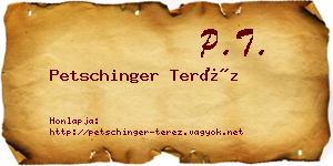 Petschinger Teréz névjegykártya